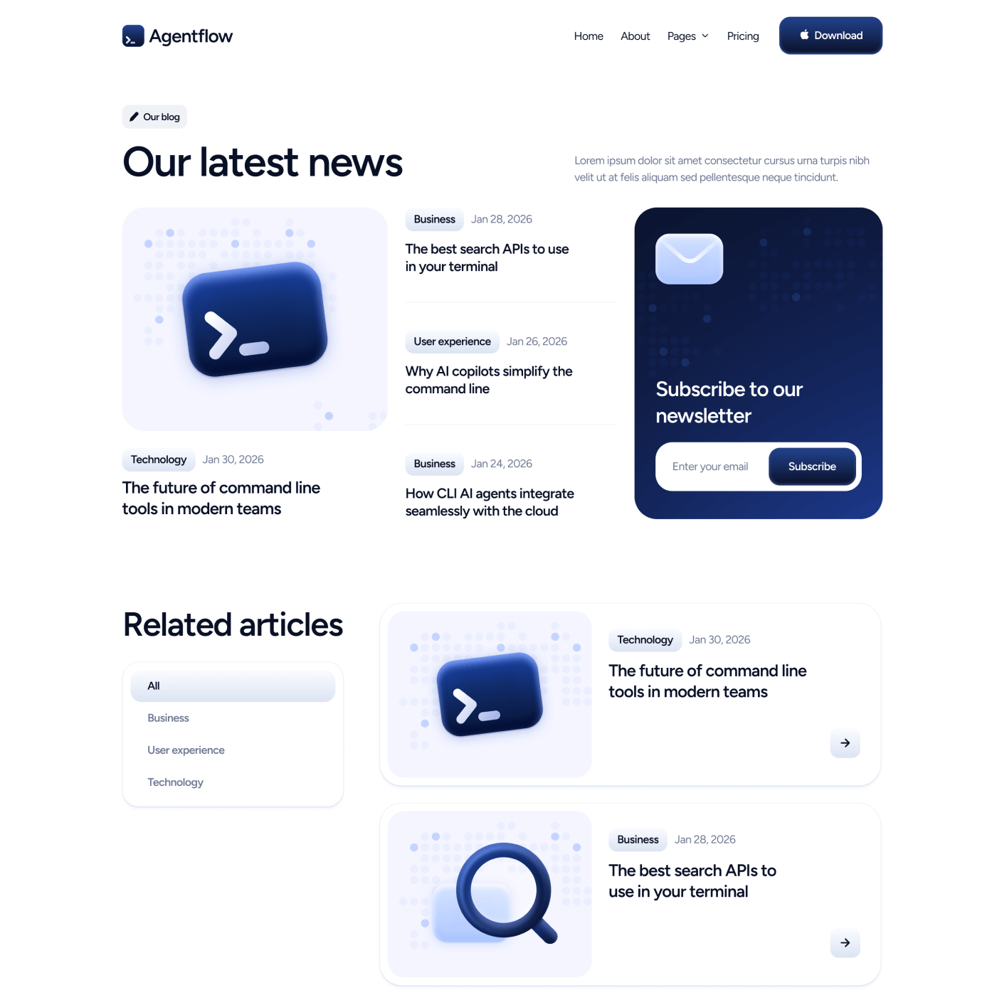 Agentflow - Blog V3 Page - Terminal AI Webflow Template