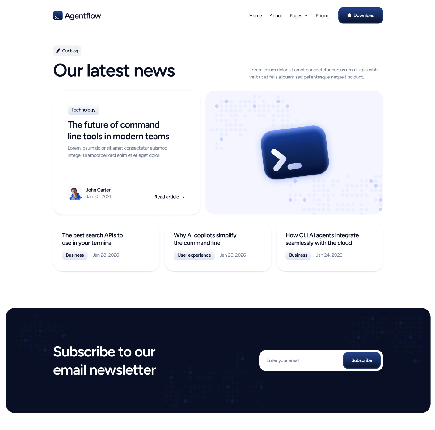 Agentflow - Blog V1 Page - Terminal AI Webflow Template