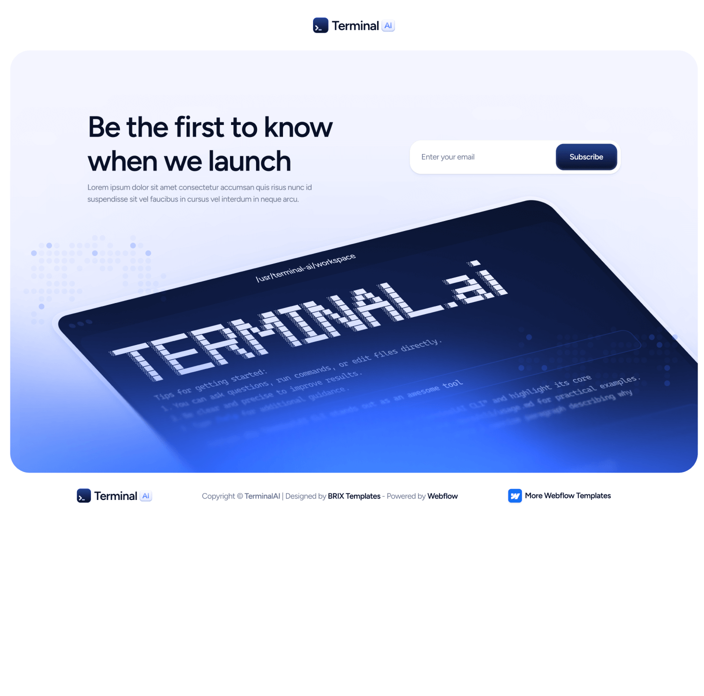Agentflow -  Coming Soon Page - Terminal AI Webflow Template