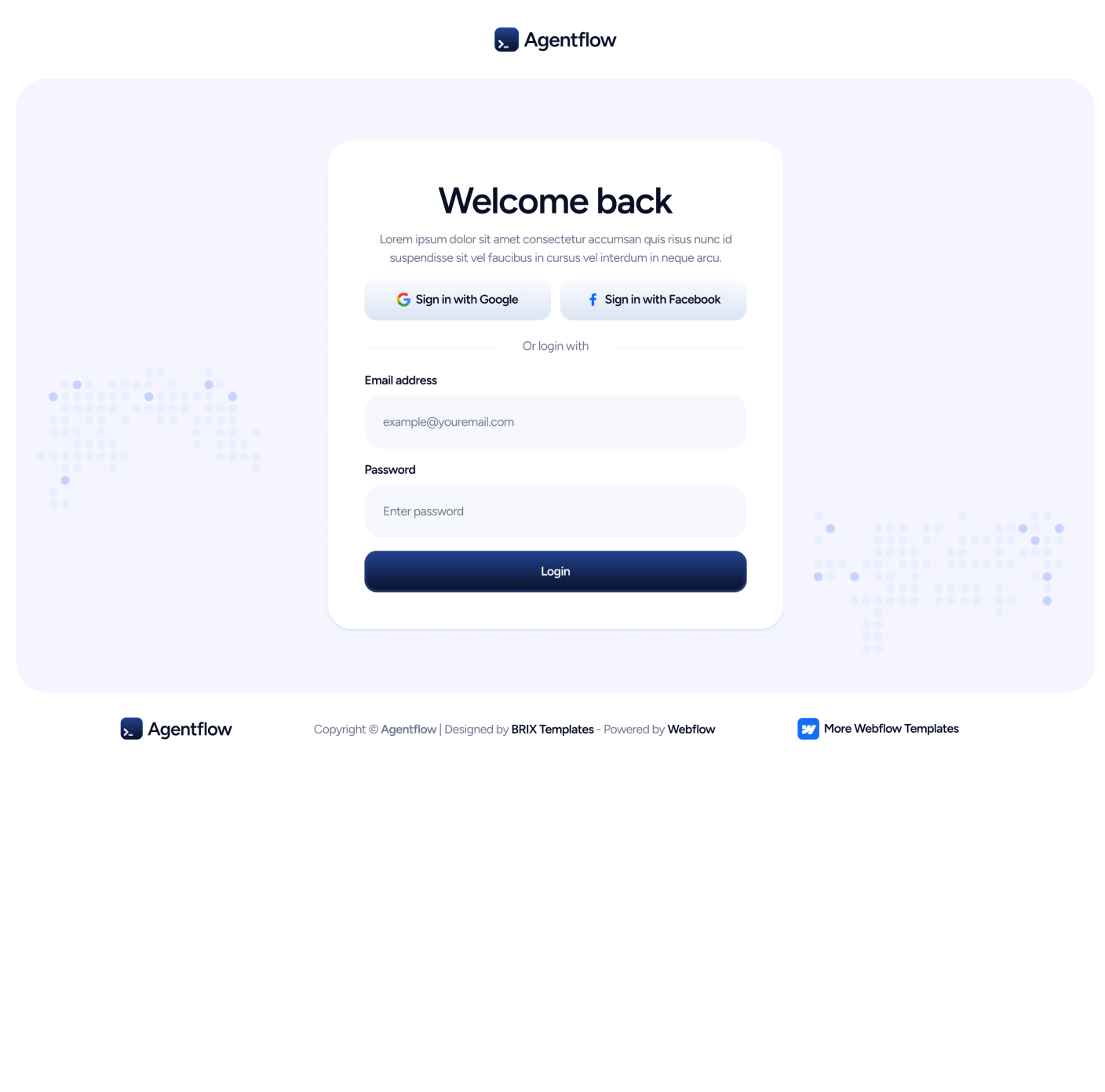 Agentflow - Sign In Page - Terminal AI Webflow Template