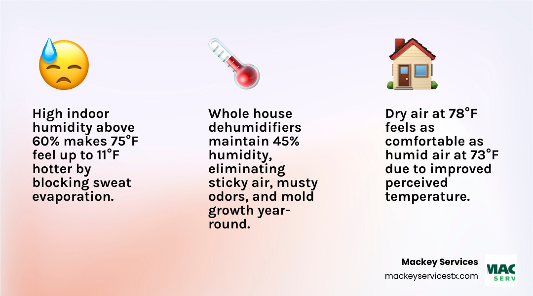Infographic showing how whole house dehumidification improves indoor comfort, air quality, and energy efficiency - how whole Infographic showing how whole house dehumidification improves indoor comfort, air quality, and energy efficiency - how whole