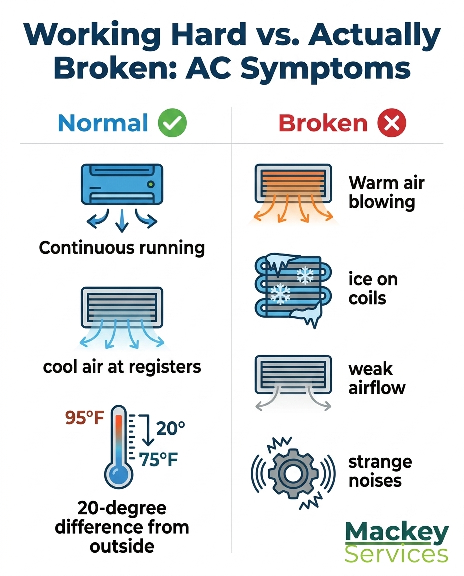 Working Hard vs. Actually Broken: AC Symptoms