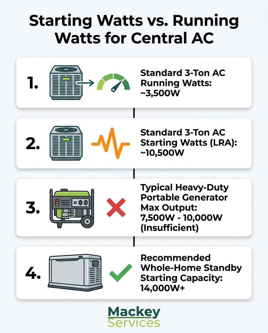 Starting Watts vs. Running Watts for Central AC