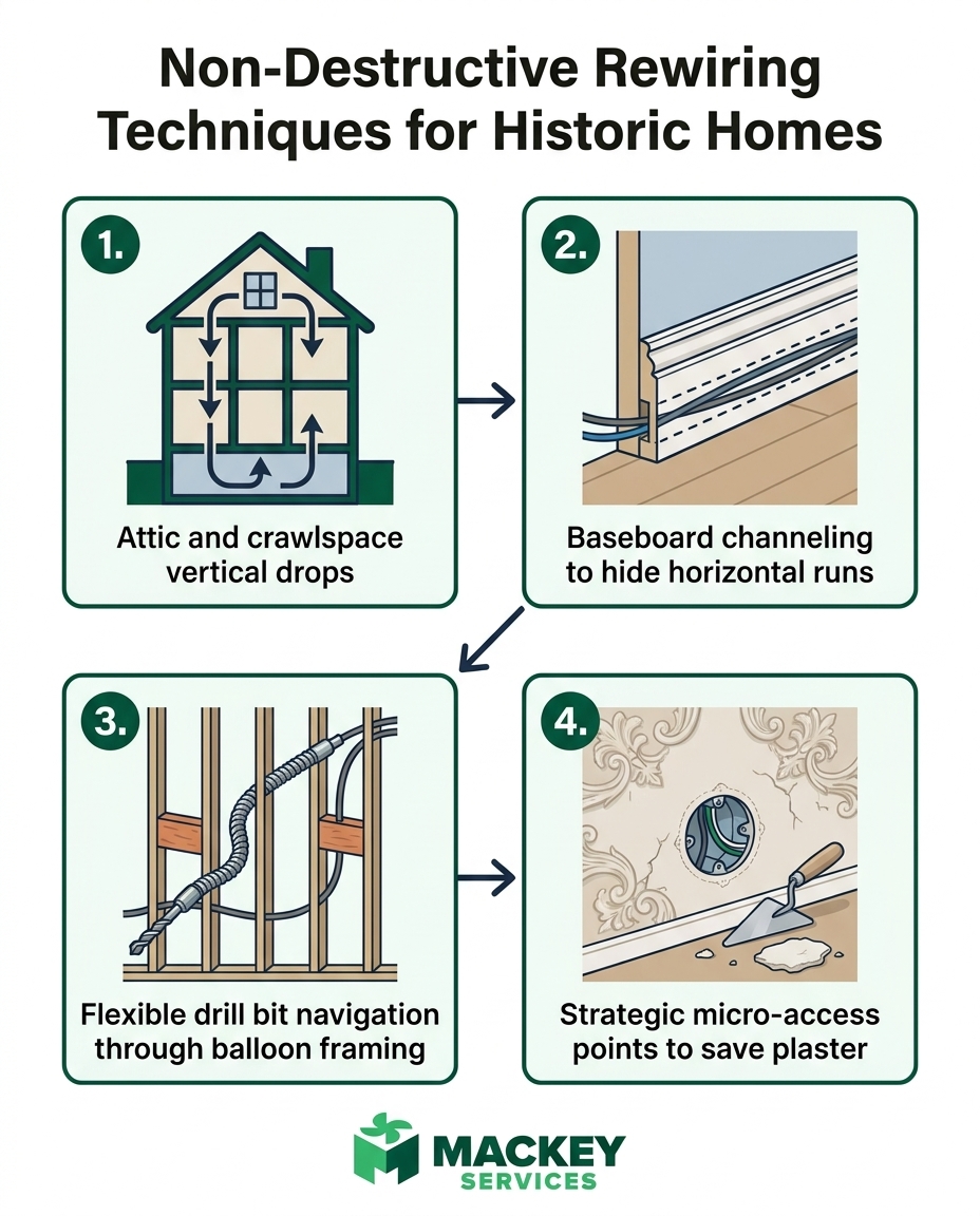 Non-Destructive Rewiring Techniques for Historic Homes