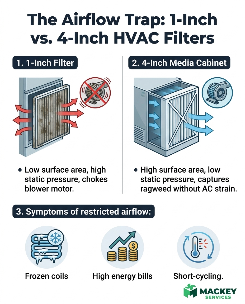 The Airflow Trap: 1-Inch vs. 4-Inch HVAC Filters