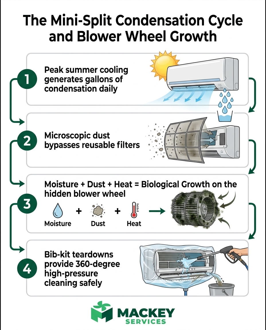 The Mini-Split Condensation Cycle and Blower Wheel Growth