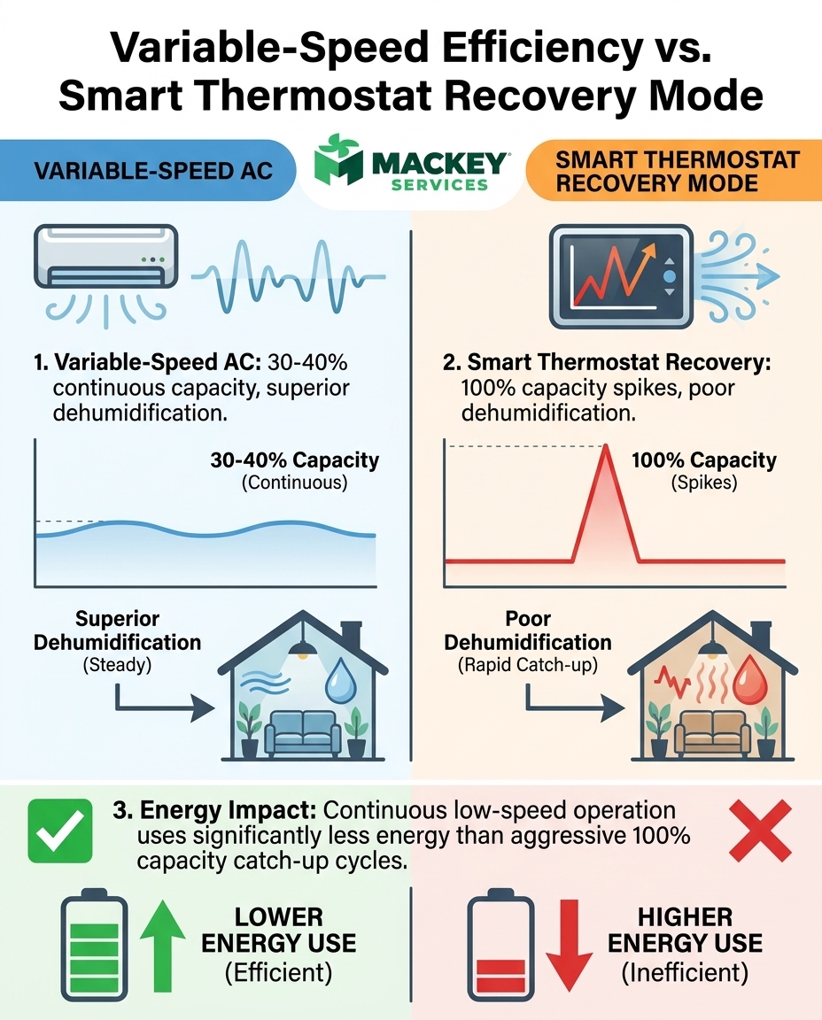 Variable-Speed Efficiency vs. Smart Thermostat Recovery Mode