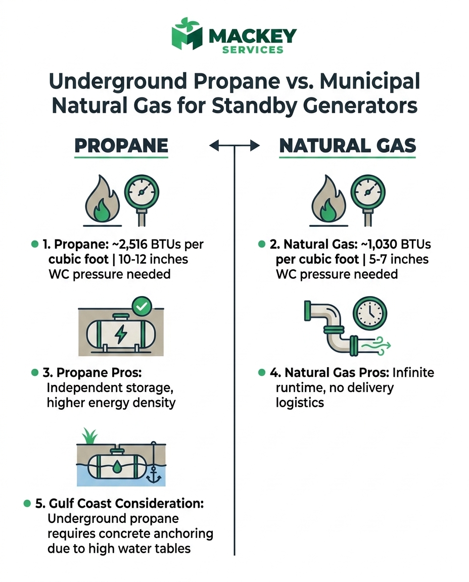 Underground Propane vs. Municipal Natural Gas for Standby Generators
