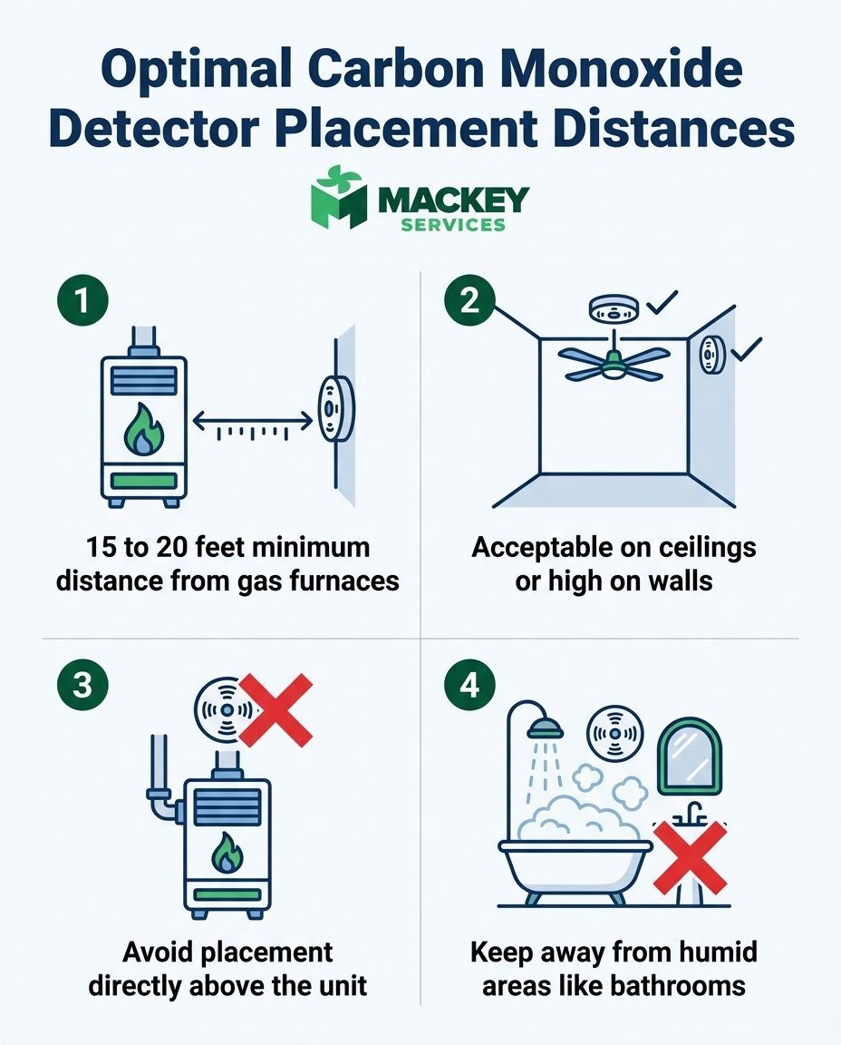 Optimal Carbon Monoxide Detector Placement Distances