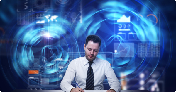 8 Reasons Commercial Underwriting Carriers Are Embracing AI-Led Document Processing with Pibit.ai, featuring a hand holding a lightbulb with AI circuitry.