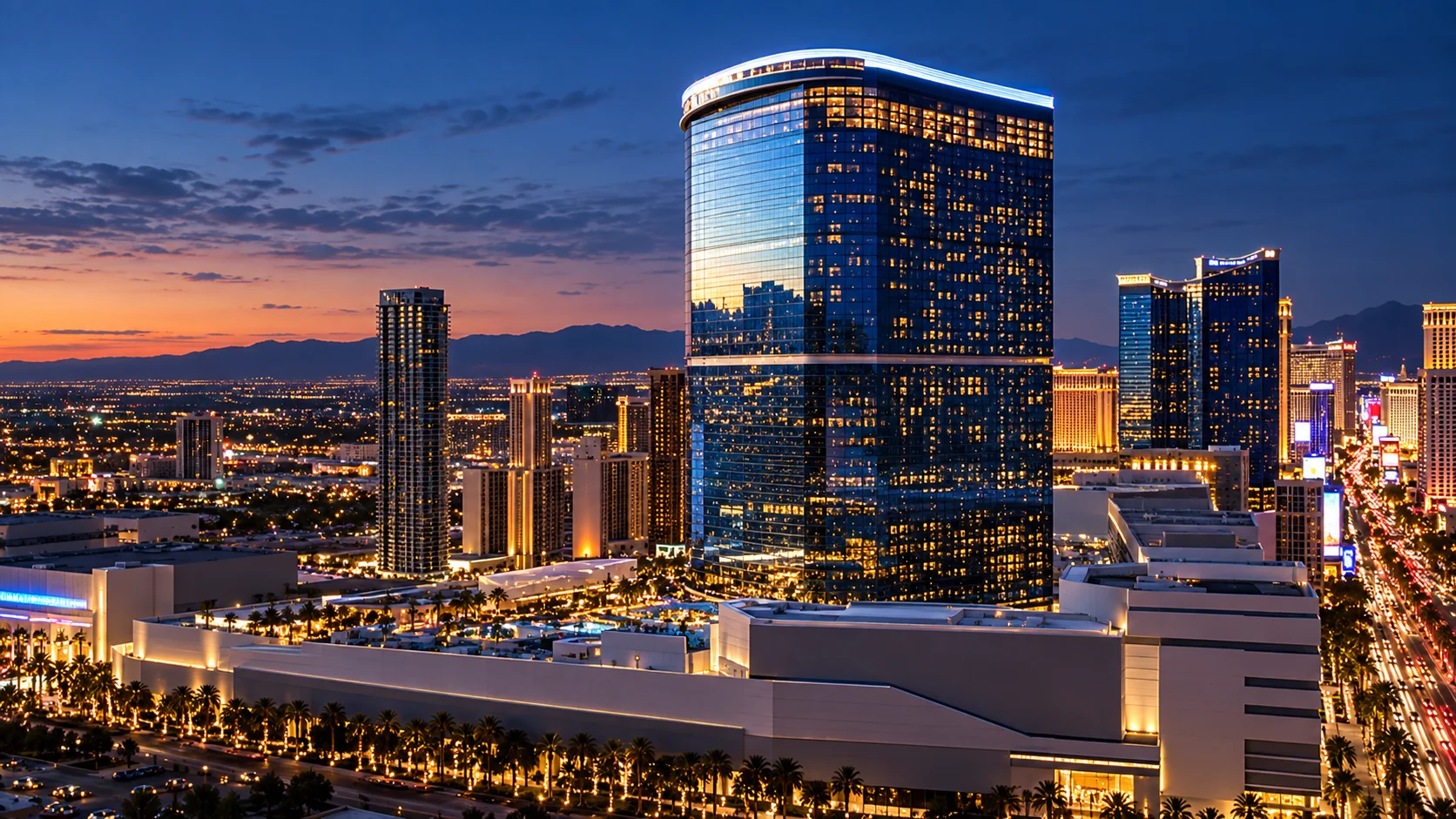 Fontainebleau Las Vegas tower at dusk