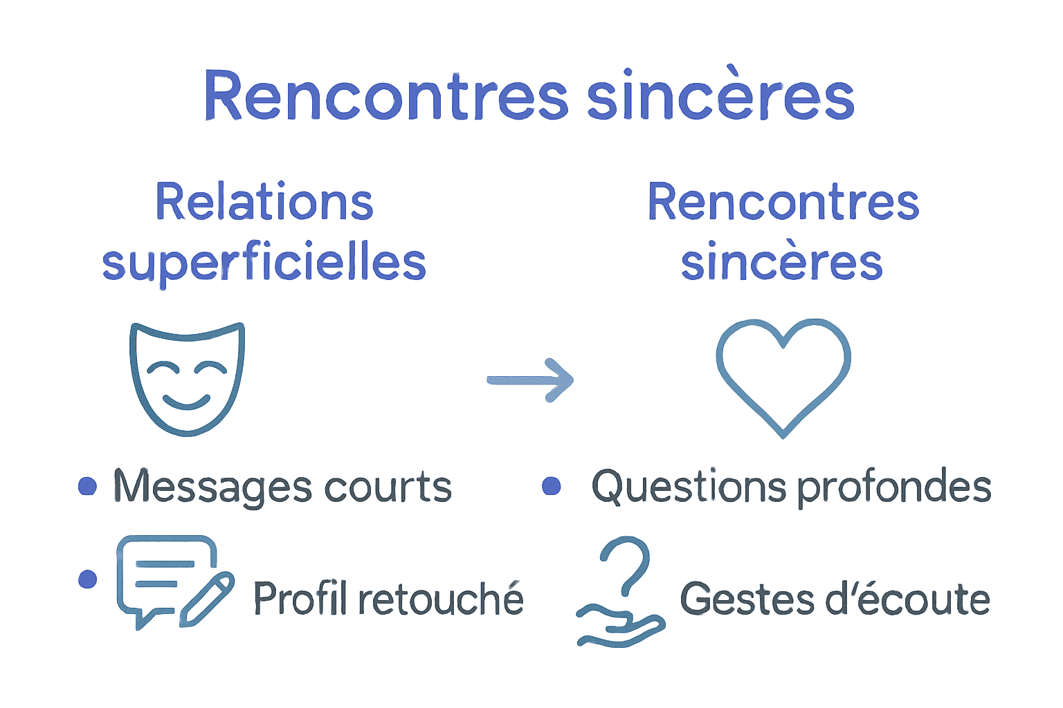Comparaison visuelle relations superficielles et sincères