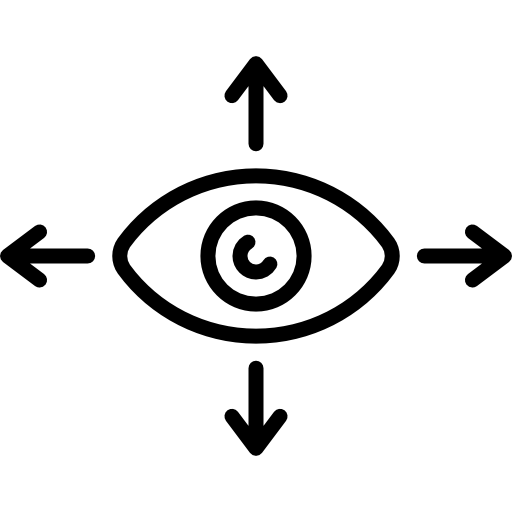 Eye icon with four arrows pointing up, down, left, and right around it.