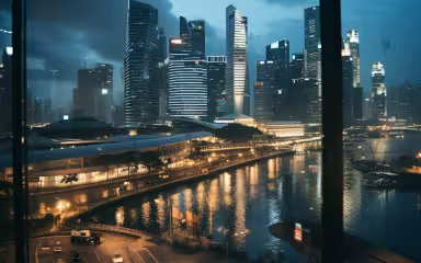 City skyline representing global financial hubs.