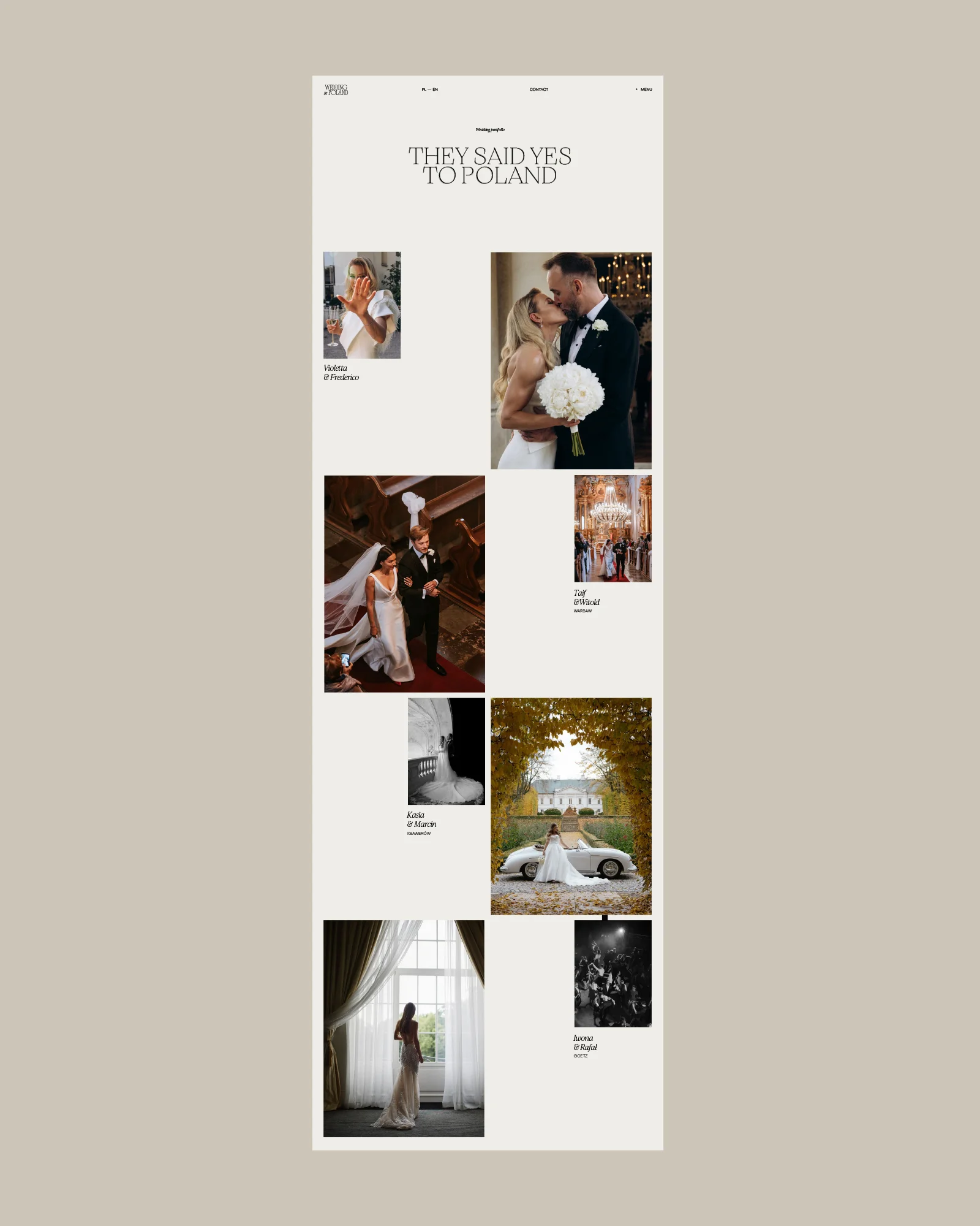 Strona z portfolio ślubnym