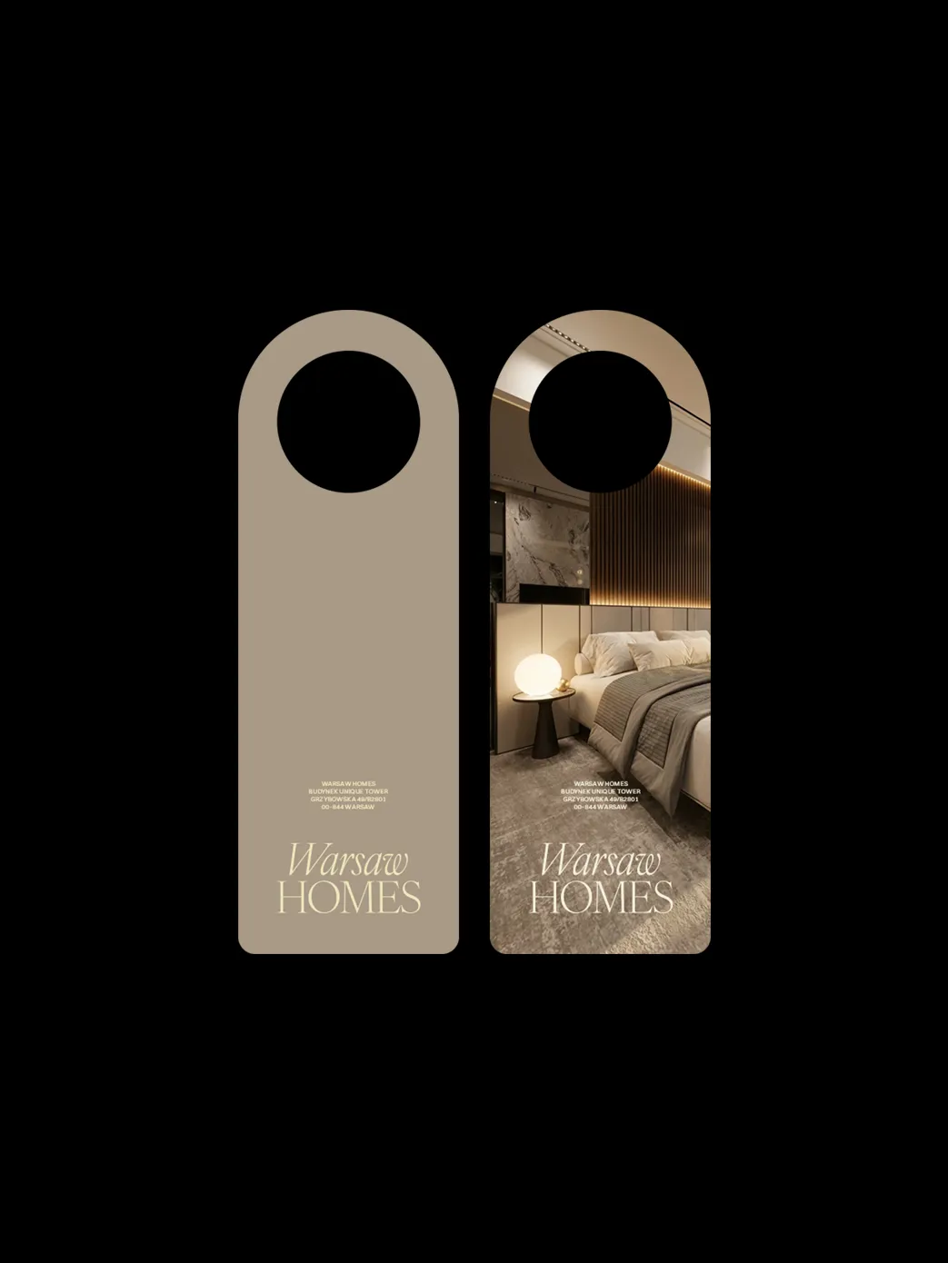 Zawieszka drzwiowa Warsaw Homes, element identyfikacji apartamentów