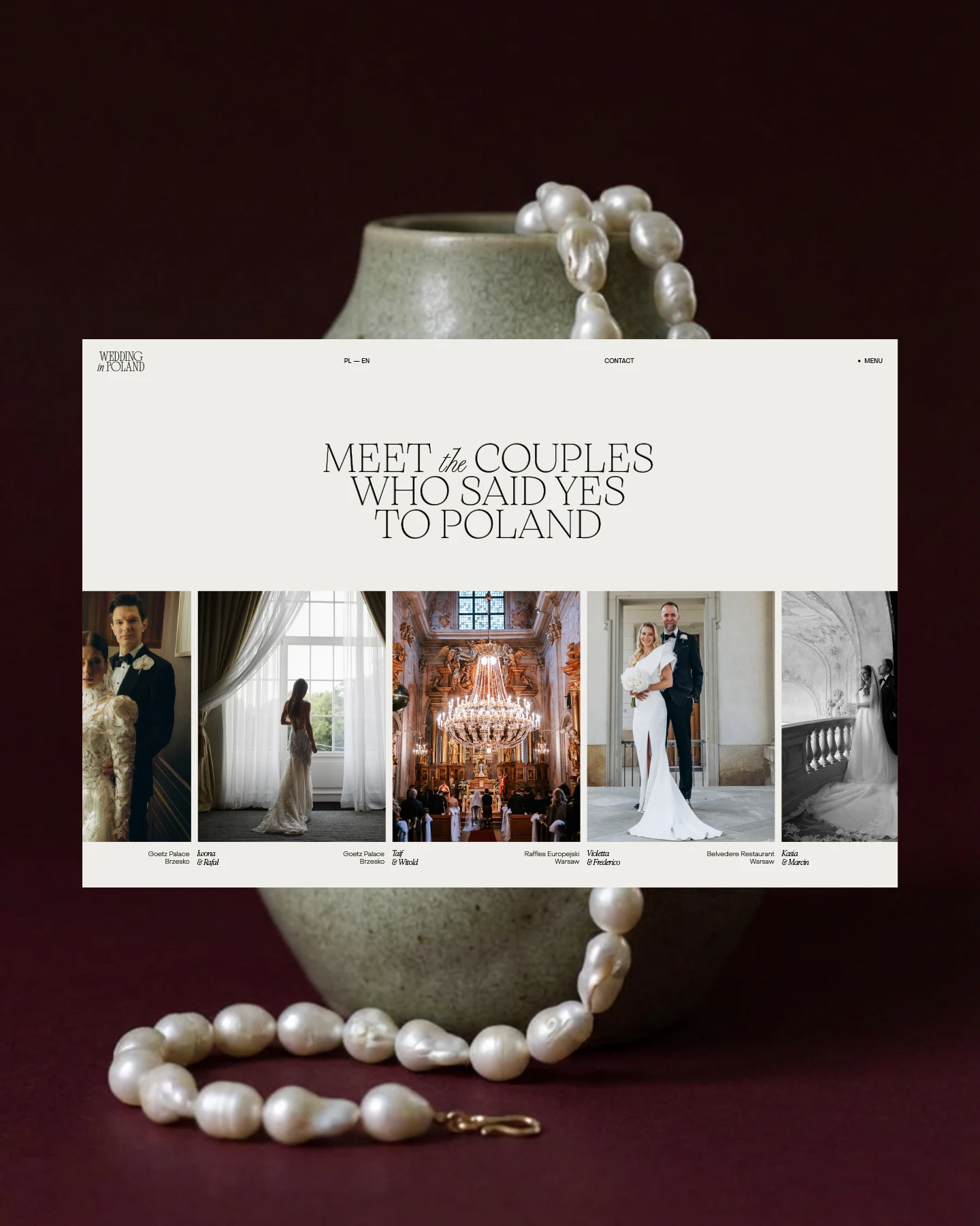 Strona internetowa agencji ślubnej, widok portfolio na desktopie
