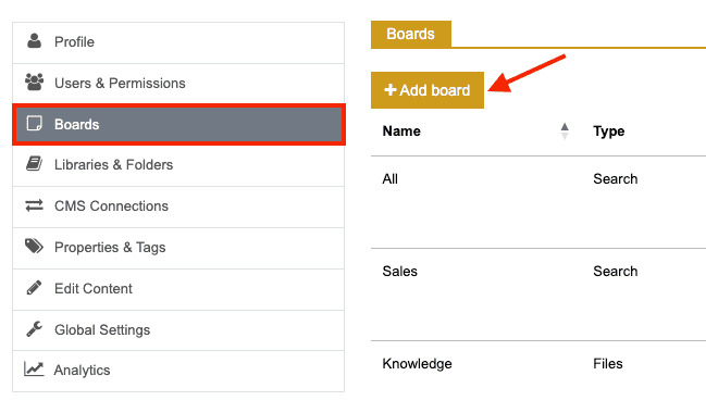 Image showing how TeamSlide users can create a search board