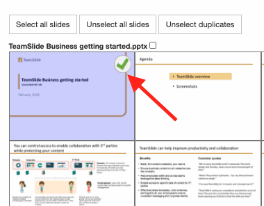 Select slides in TeamSlide