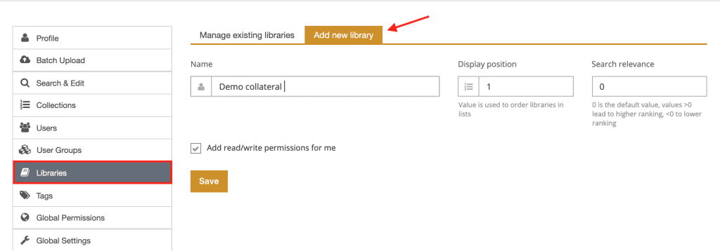 add a new library for slides, images, and videos