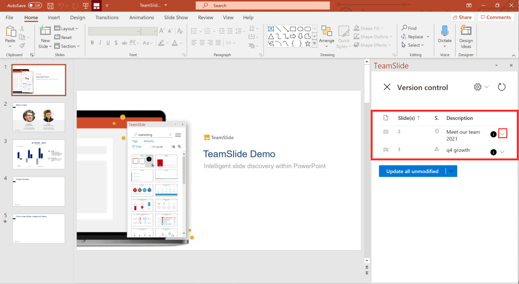TeamSlide version control overview