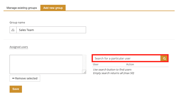 search for users in TeamSlide