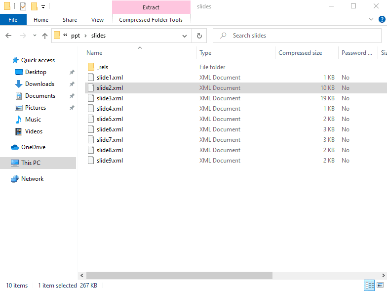 View PowerPoint slides in .xml file