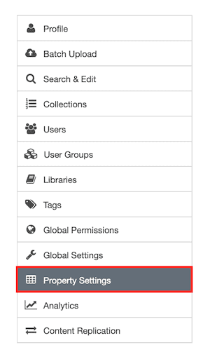 Property settings in TeamSlide