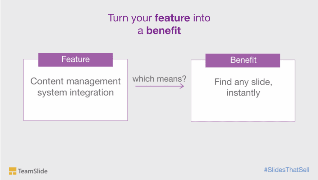 Convert features into benefits