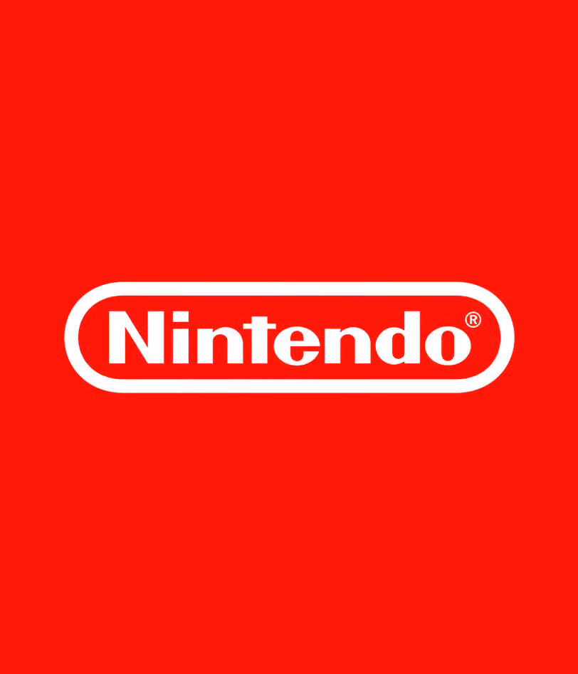 Nintendo logo in white letters with rounded border on a red background.