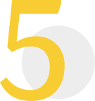 Yellow number 5 overlapping a light gray circle on white background.