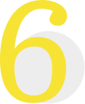 Large yellow number 6 over a light gray circular background.