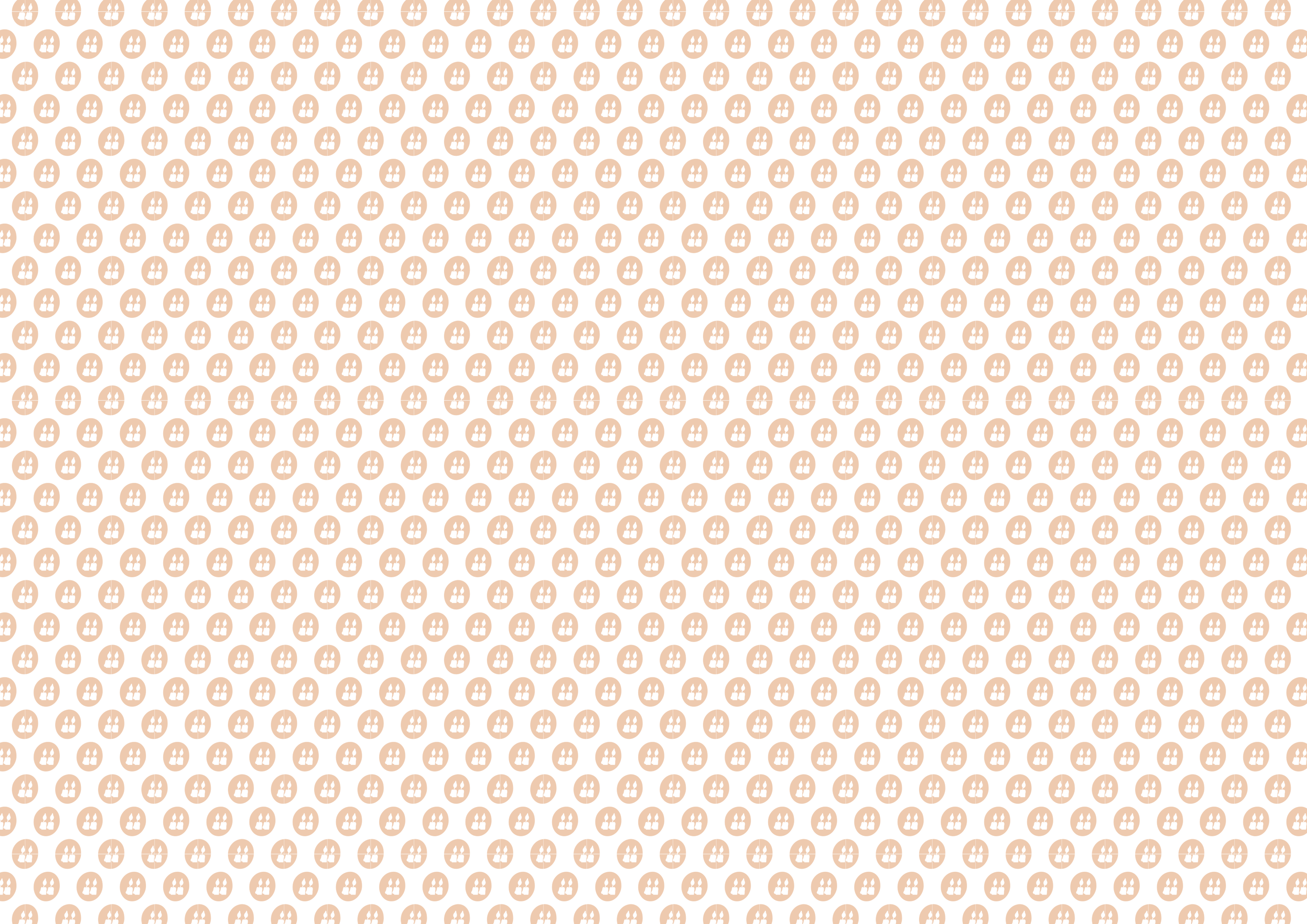 Peach-colored circles with four small black dots inside each, arranged in a dense repeating pattern on a black background.