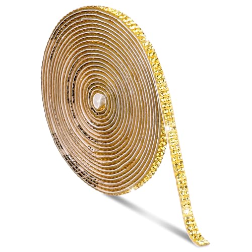 Self-adhesive gold rhinestone ribbon strips