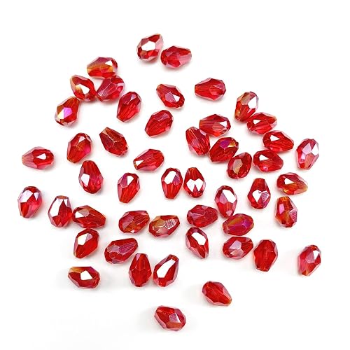 Faceted red teardrop beads catch the light beautifully in jewelry, hanging details and handmade decorations