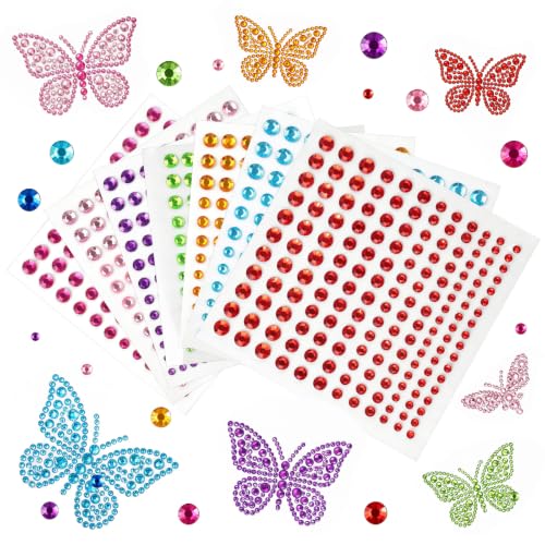 Self-adhesive acrylic rhinestone gem stickers in 15 colors