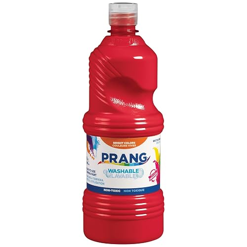 Bottle of red washable tempera paint, 32 ounces, quick-drying and easy to clean up