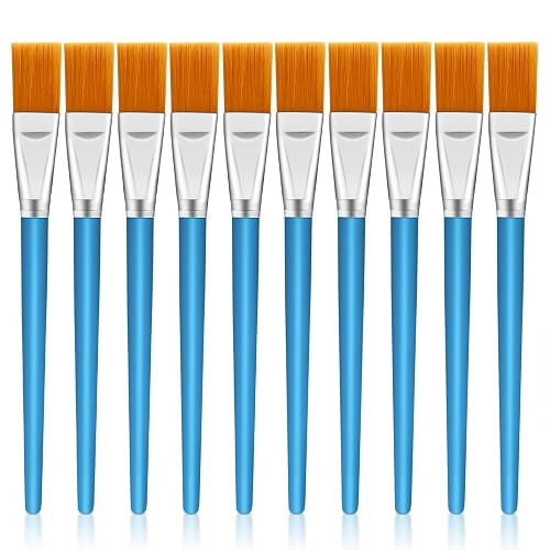 Set contains 10 flat, 0.8-inch brushes for broad acrylic, watercolor and mixed-media craft strokes