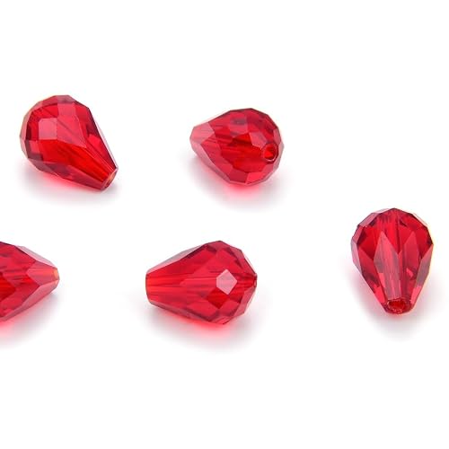 Red teardrop crystal beads