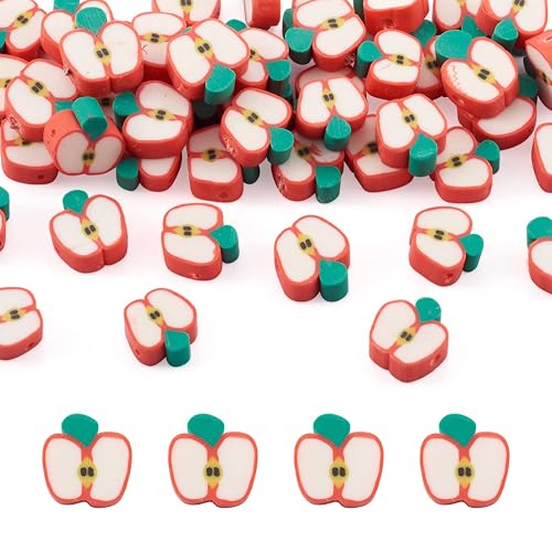 Polymer clay apple slice beads
