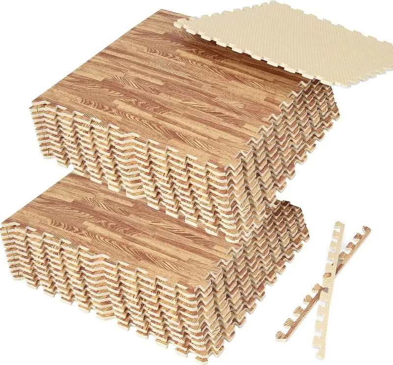 Waterproof wood-grain foam floor tiles