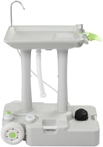 Rolling hand-wash sink with foot pump