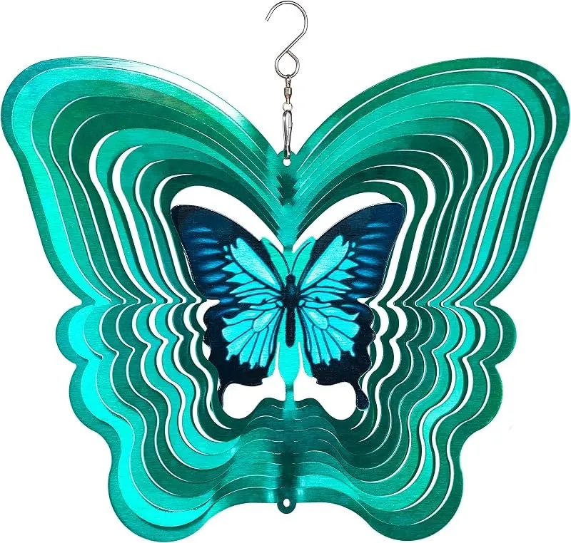 Green butterfly wind spinner