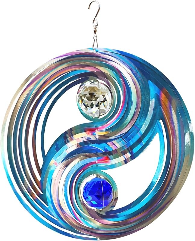 Metal and crystal wind spinner