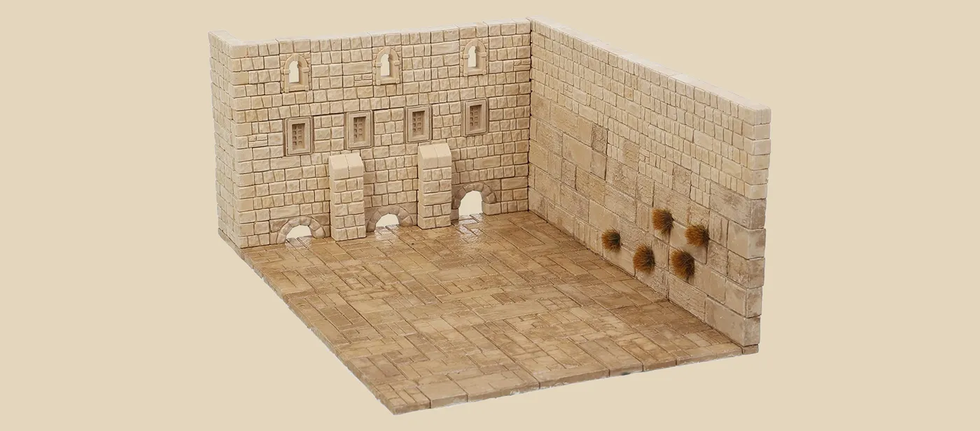 Kotel model craft — a mini-brick model of the Western Wall made as a sukkah decoration.