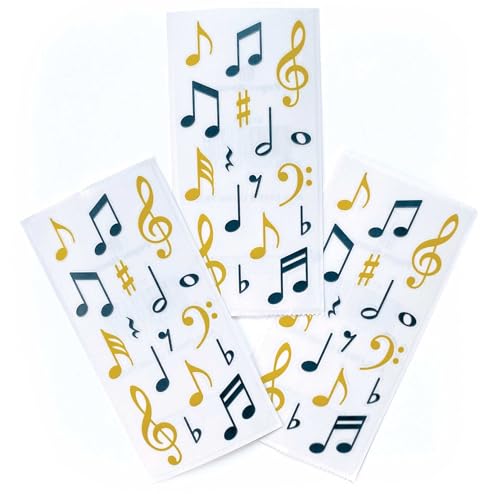 Black and gold musical note and treble clef stickers