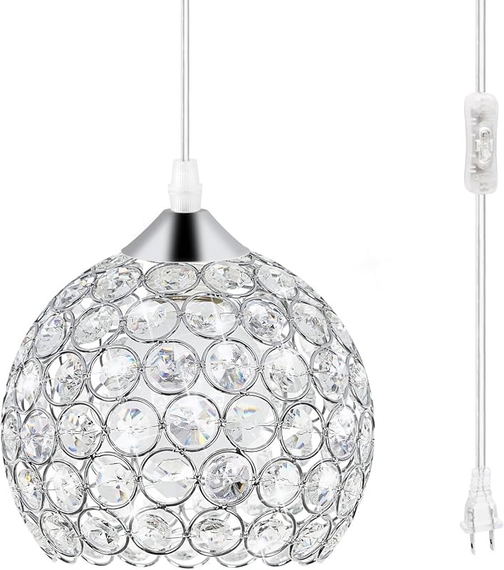 Plug-in pendant light with crystal accents