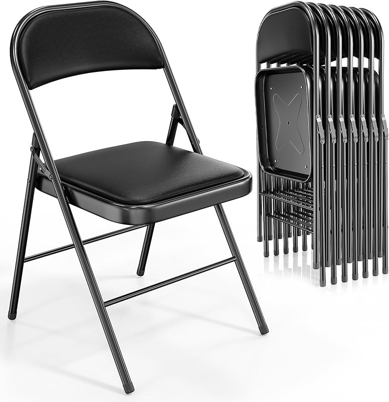 Padded folding chairs, set of 10