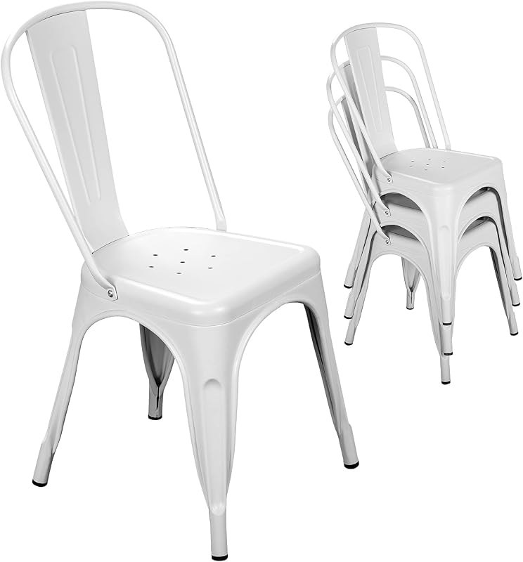 Stackable metal dining chairs