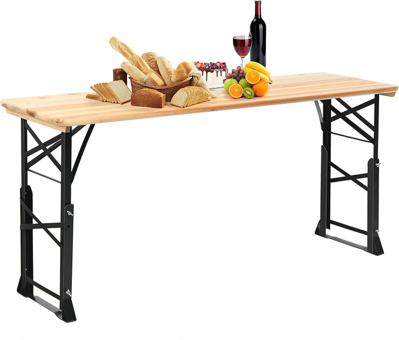 Narrow folding picnic table